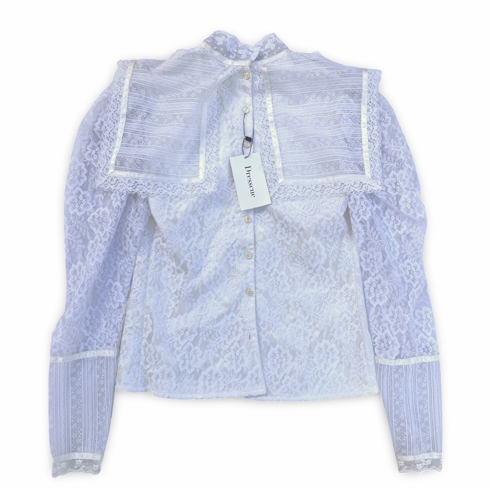 Gunne Sax White Lace Victorian Blouse - Picture 9 of 9